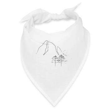 Wander und Bergmotiv - One Line Art - Bandana - Weiß - Vorne