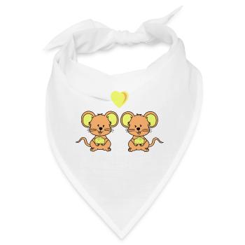 mäuse verliebt - Bandana - Weiß - Vorne