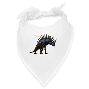Regenbogenfarbener Dino Punk - Bandana - Weiß - Vorne