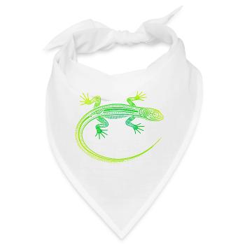 Eidechse Aborigine-Motive, Stammesverlauf grün gelb - Bandana - Weiß - Vorne