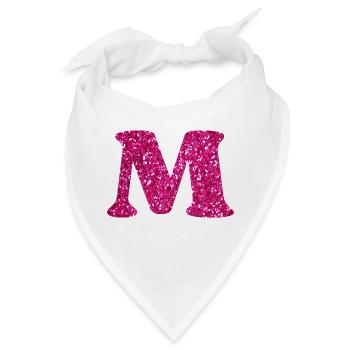 Buchstabe M Rosa Glitzer - Bandana - Weiß - Vorne
