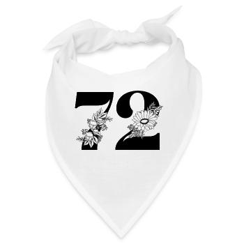 Nummer 72 Schwarze Blumen - 72. Blumengeburtstag - Bandana - Weiß - Vorne