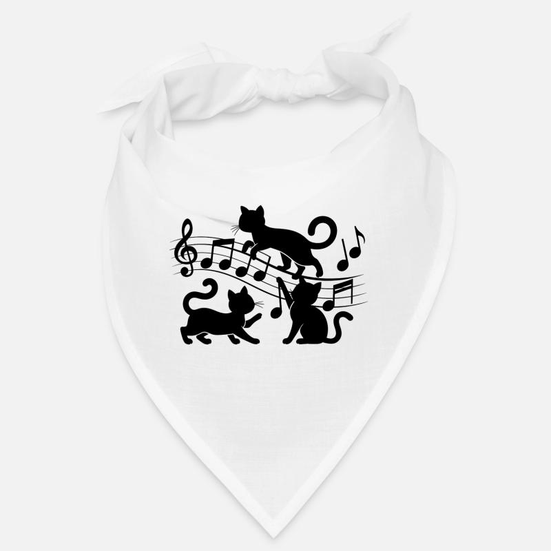 Black cats pattern playing with musical note Bandana