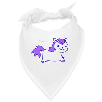 Kleine Pony Katze Gesicht Pferdchen Pferd Reitet - Bandana - Weiß - Vorne
