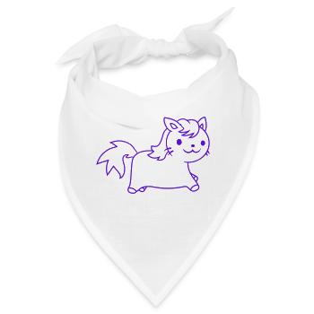 Kleine Pony Katze Gesicht Pferdchen Pferd Reitet - Bandana - Weiß - Vorne