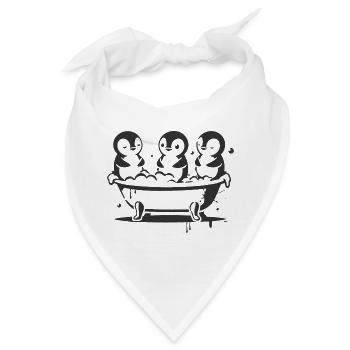 Fröhliche Pinguine in der Badewanne im Stencil-Sti - Bandana - Weiß - Vorne