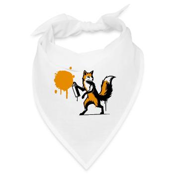 Graffiti-Fuchs im kreativen Stencil-Stil - Bandana - Weiß - Vorne