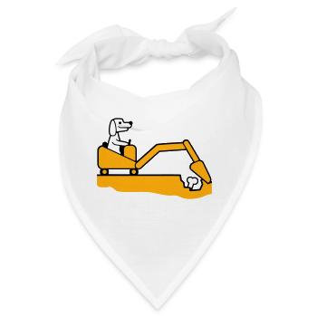 Hund Knochen Vergraben Bagger Buddeln Cool Baggern - Bandana - Weiß - Vorne