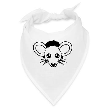 Maus Wand Loch Mauseloch Guckt Süß Lustig Comic - Bandana - Weiß - Vorne
