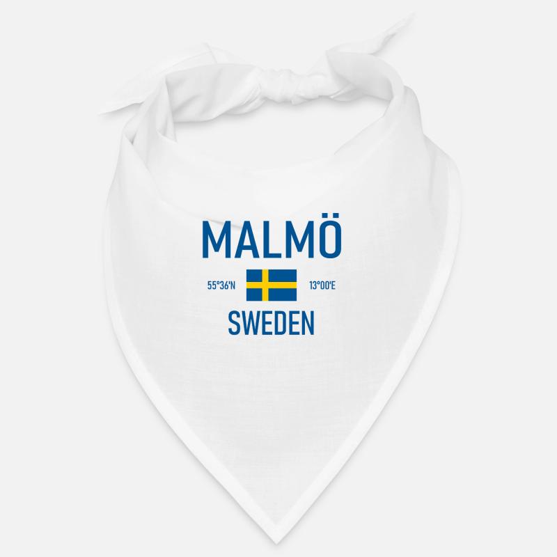 Malmö - Suède - Sverige - Drapeau - Coordonnées Bandana