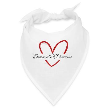 Brautjungfer Rotes Herz Glitzer - Bandana - Weiß - Vorne