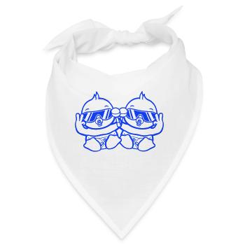 2 Vögel Baby Kind Rassel Windel Sonnenbrille Peace - Bandana - Weiß - Vorne