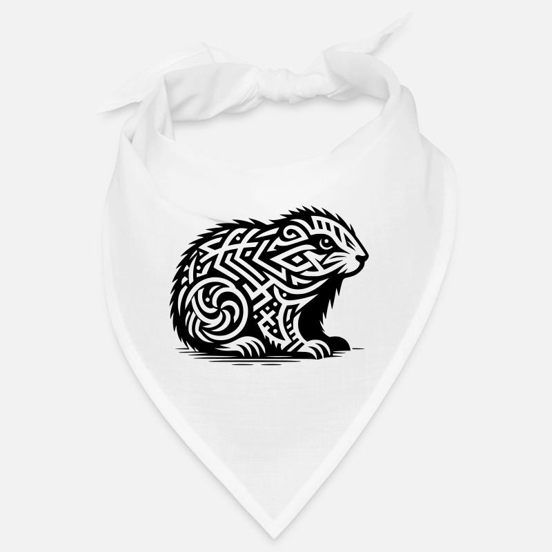Marmotte tribale - Bandana - blanc