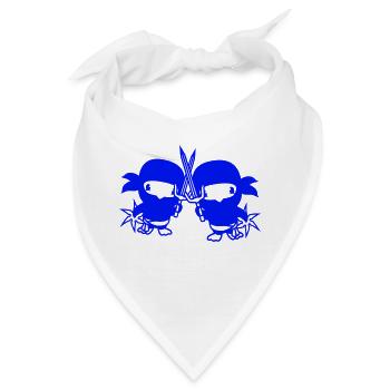 2 Vögel Ninja Kämpfer Assassin Schwert Ninjastern - Bandana - Weiß - Vorne