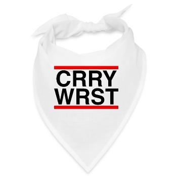 Currywurst in Rot und Schwarz - Bandana - Weiß - Vorne