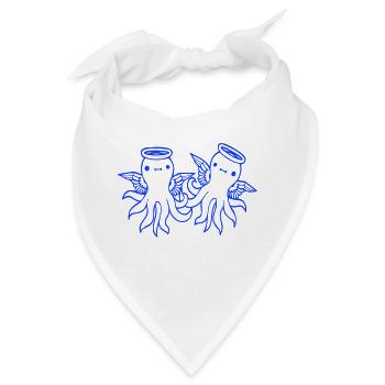 2 Oktopus Engel Team Freunde Flügel Heiligenschein - Bandana - Weiß - Vorne