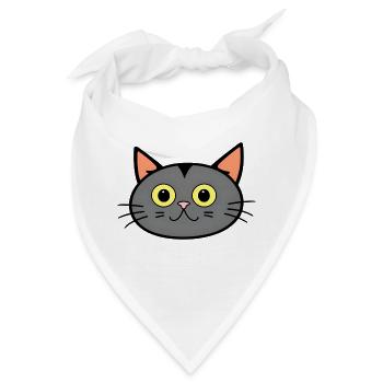 Süße Niedliche Katze für Katzenfreunde - Bandana - Weiß - Vorne