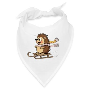 Igel im Winter mit Schlitten - Bandana - Weiß - Vorne