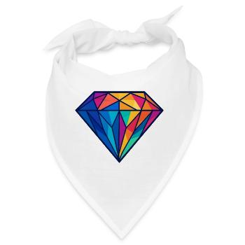 Geometrischer Diamant | Bunt / Regenbogen Design - Bandana - Weiß - Vorne
