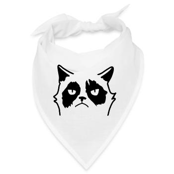 Mürrische Katze: Cartoon & Fun - Bandana - Weiß - Vorne