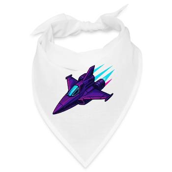 Neon-Kampfjet im Cyberstil - Bandana - Weiß - Vorne