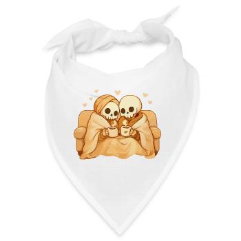 Cozy Skelett Paar auf Sofa – Wärme & Nähe - Bandana - Weiß - Vorne