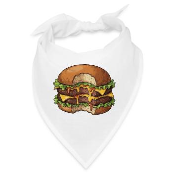 Saftiger Doppel-Cheeseburger mit Biss – Foodie - Bandana - Weiß - Vorne