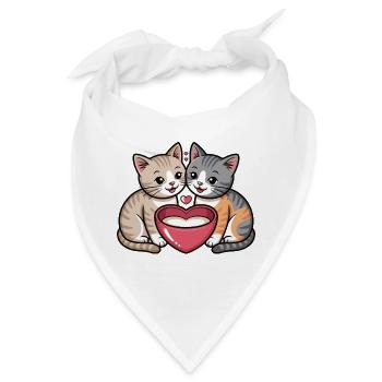 Katzenherz Zweisamkeit - Bandana - Weiß - Vorne