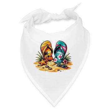 Flip Flops am Strand Illustration - Bandana - Weiß - Vorne