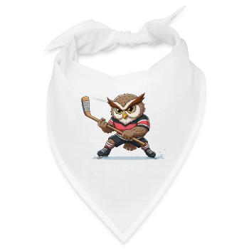 Waldkauz Eule Eishockey Spieler Cartoon Team - Bandana - Weiß - Vorne