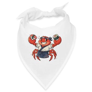 Krabben Sushi-Koch mit Kopfbedeckung - Bandana - Weiß - Vorne
