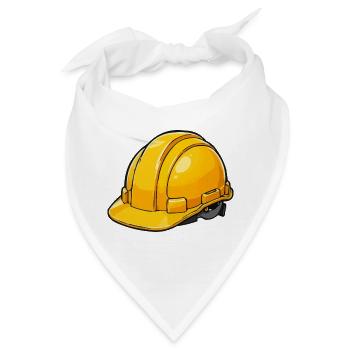Gelber Bauhelm Cartoon Stil - Bandana - Weiß - Vorne