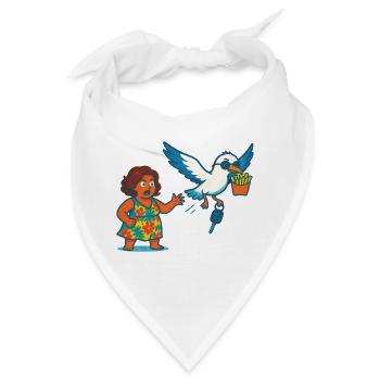 Diebische Möwe klaut Pommes und Schlüssel - Bandana - Weiß - Vorne
