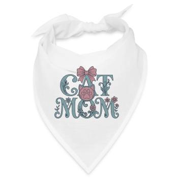 Cat Mom – Katzenliebe | Geschenk für Katzenmama - Bandana - Weiß - Vorne