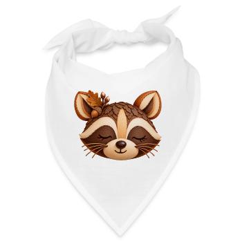 Waschbär in herbstlicher Natur-Optik  - Bandana - Weiß - Vorne