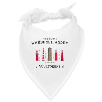 Leuchttürme Texel, Ameland, Terschelling, Vlieland - Bandana - Weiß - Vorne