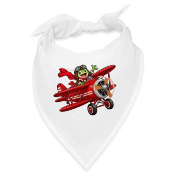 Frosch Pilot im roten Flugzeug roter Baron - Bandana - Weiß - Vorne