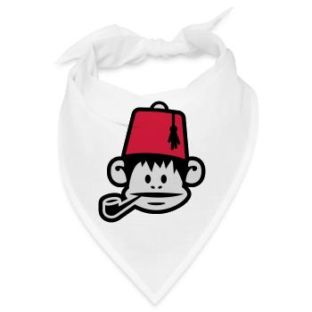monkey fez ape primat affe pipe smoker - Bandana - Weiß - Vorne