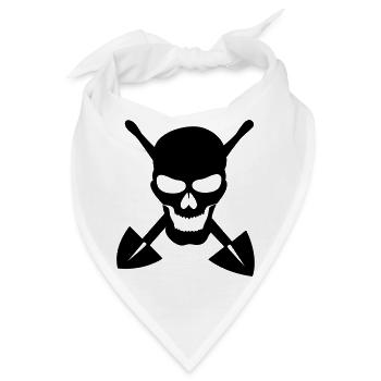 Totenkopf graben buddeln Schaufel Geschenkidee - Bandana - Weiß - Vorne