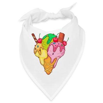 Eis Speiseeis Eiskrem Eiscreme Kugeleis Eisbecher - Bandana - Weiß - Vorne