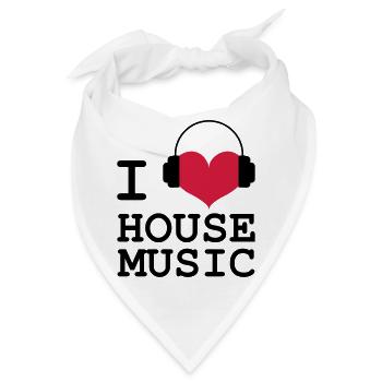 I Love House Musik - Bandana - Weiß - Vorne