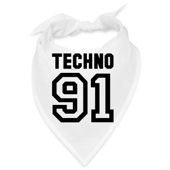 TECHNO Rave Techno 90s 90er - Bandana - Weiß - Vorne