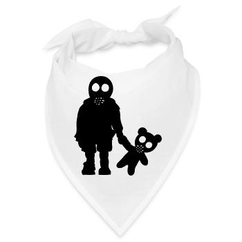 Junge mit Teddy in Gasmasken / Eddi Pooh (1c) - Bandana - Weiß - Vorne