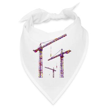 Baukräne in bunten Farben - Bandana - Weiß - Vorne