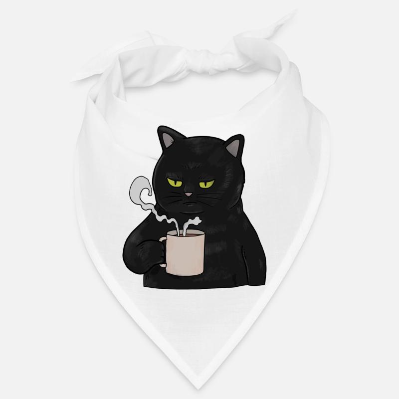Grumpy Black Cat with Coffee Morning Muffle Bandana