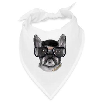 Der französische Bulldoggen-Nerd - Bandana - Weiß - Vorne
