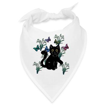 Katze Katzen Kinder Natur Frühling Blumen Fantasy - Bandana - Weiß - Vorne