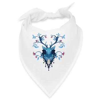 Blue Ink Spirits - Nachthirsch mit blühenden Wäldern - Bandana - Weiß - Vorne