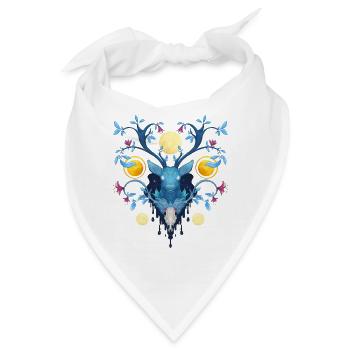 Blue Ink Spirits - Nachthirsch und Blumenholz 2 - Bandana - Weiß - Vorne