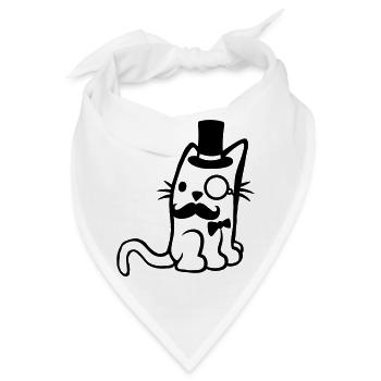 Brille Monokel Herr Katze - Bandana - Weiß - Vorne